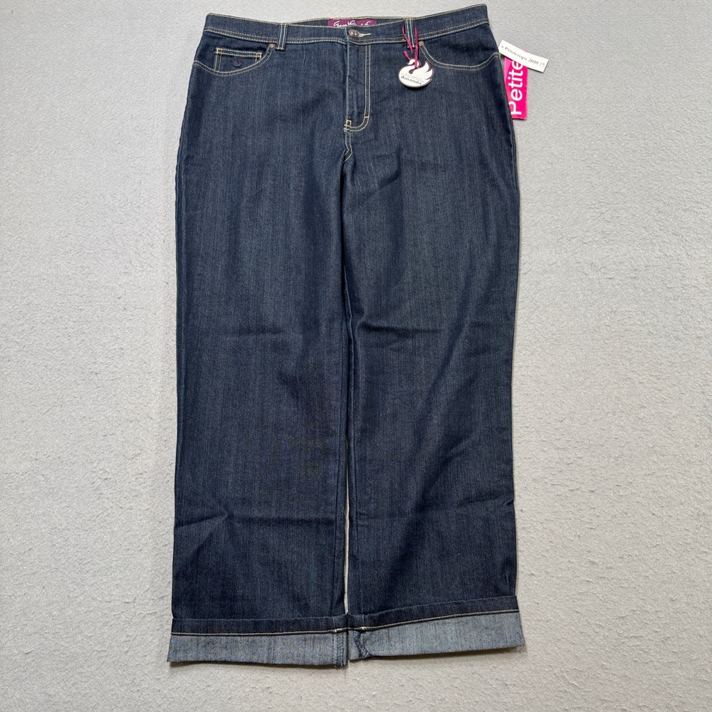 NEW Gloria Vanderbilt Jeans Womens 18P Blue Dark Wash Amanda Baggy Cuffed
